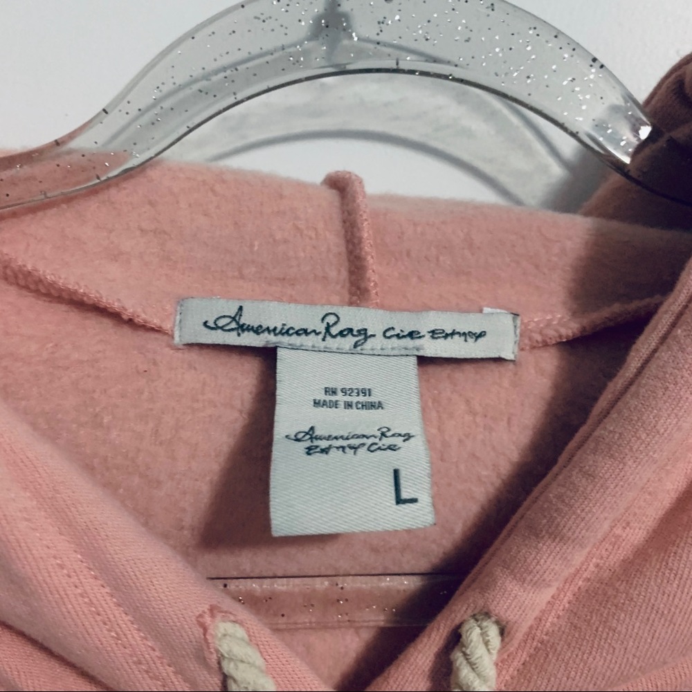 American Rag Pink Cropped Hooded Sweatshirt - Picture 2 of 6